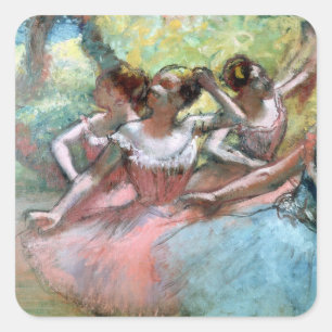 Sticker Carré Edgar Degas   Four ballerinas