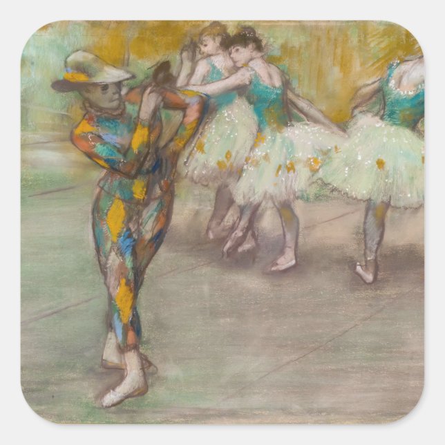 Sticker Carré Edgar Degas - Harlequin Dance (Devant)
