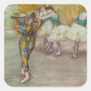 Sticker Carré Edgar Degas - Harlequin Dance