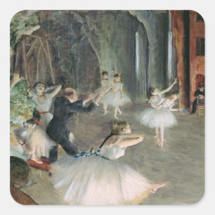 Sticker Carré Edgar Degas   la répétition du ballet sur l'éta