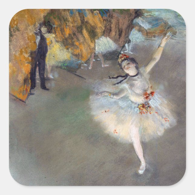 Sticker Carré Edgar Degas - L'Étoile / Danseur sur scène (Devant)