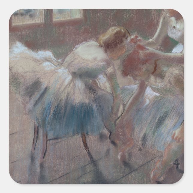 Sticker Carré Edgar Degas | Three Dancers Preparing for Class (Devant)