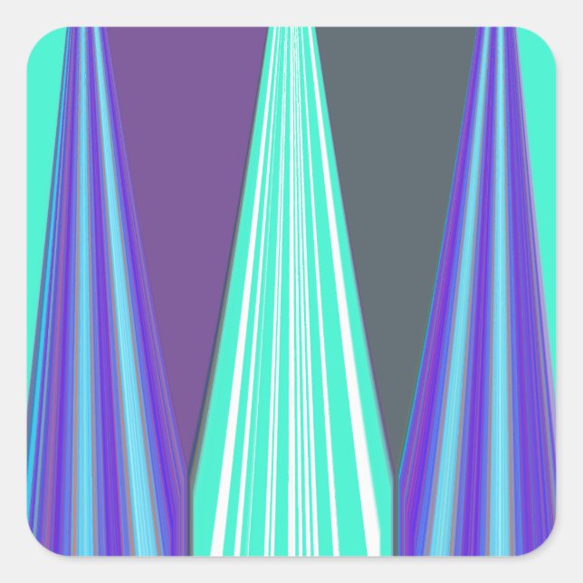 Sticker Carré Edgy Blue Purple Cyan Chevron Art Imprimer (Devant)