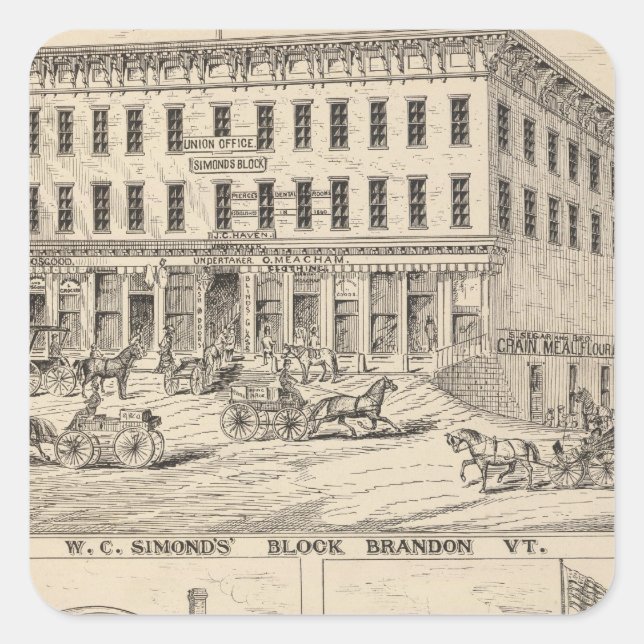 Sticker Carré Édifice du WC Simond à Brandon (Devant)