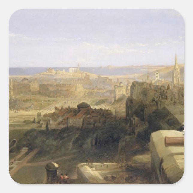 Sticker Carré Edimbourg du Château, 1847 (huile sur toile) (Devant)