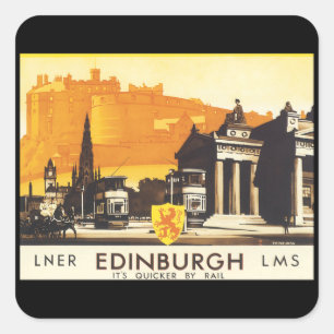 Sticker Carré Edimbourg via LNER Rail Poster