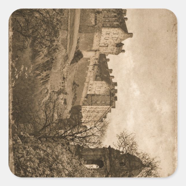 Sticker Carré Edinburgh Castle Sepia Photograph (Devant)