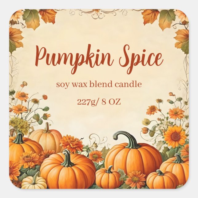 Sticker Carré Editable Autumn Pumpkin Spice  (Devant)