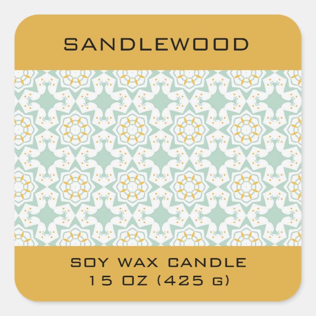 Sticker Carré Editable Eastern Design Sandalwood Product (Devant)