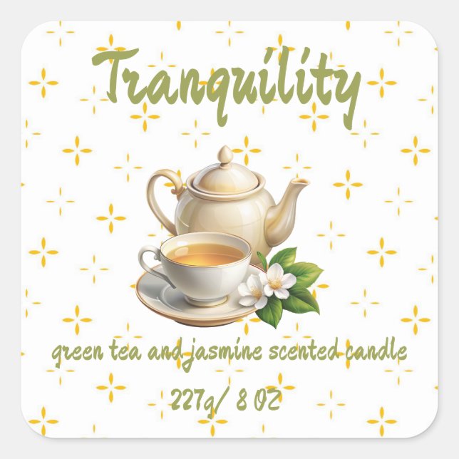 Sticker Carré Editable Green Tea and Jasmine Product (Devant)