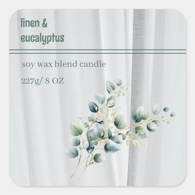 Sticker Carré Editable Linen and Eucalyptus Product (Devant)