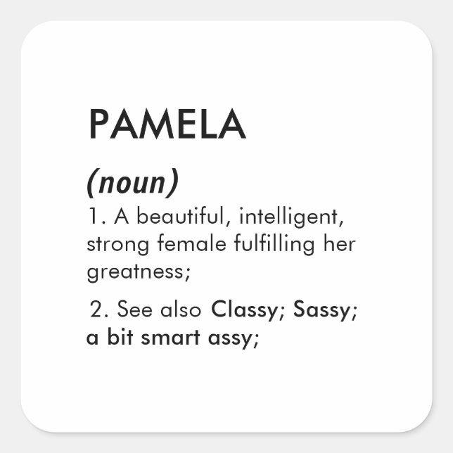 Sticker Carré Editable Pamela name definition, custom name (Devant)