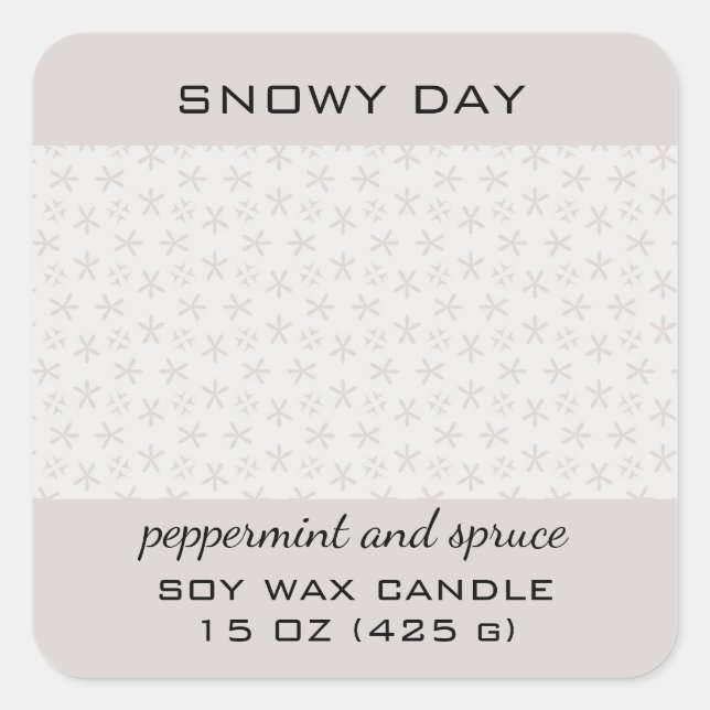 Sticker Carré Editable Snowy Day Snowflake Pattern Product (Devant)
