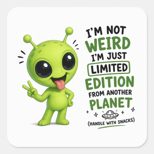 Sticker Carré Édition Limitée Design Alien (Devant)
