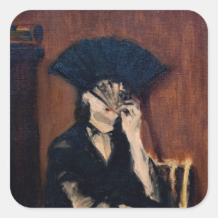 Sticker Carré Edouard Manet - Berthe Morisot avec un éventail