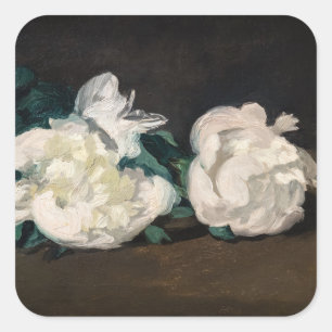 Sticker Carré Edouard Manet - Branche de pivoines blanches, séca