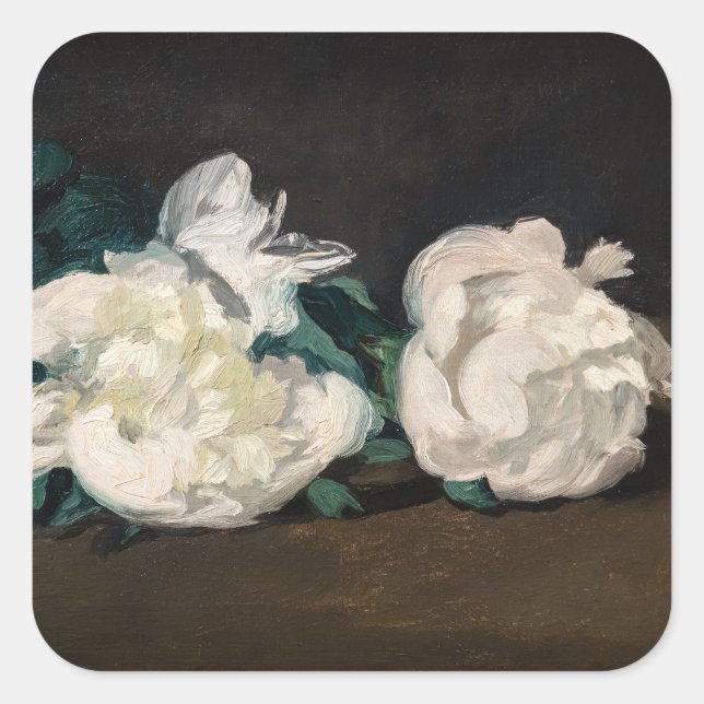 Sticker Carré Edouard Manet - Branche de pivoines blanches, séca (Devant)