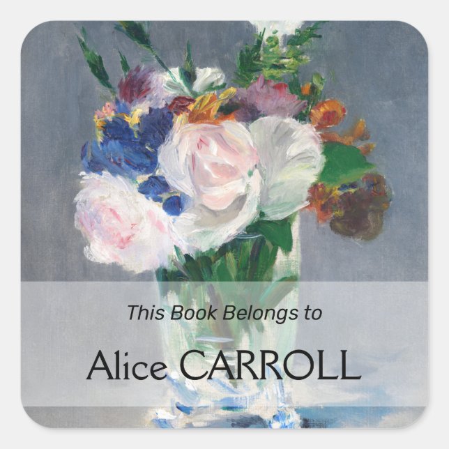 Sticker Carré Edouard Manet - Fleurs dans un Vase de Cristal (Devant)