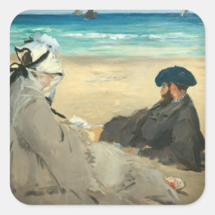 Sticker Carré Edouard Manet - Sur la plage