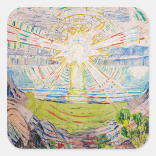 Sticker Carré Edvard Munch - Le Soleil 1910