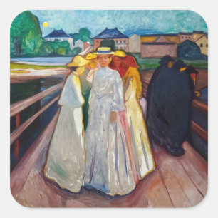 Sticker Carré Edvard Munch - Les filles sur le pont 1903