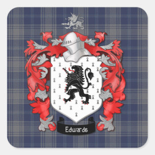Sticker Carré Edwards Family Crest & EdwardsTartan
