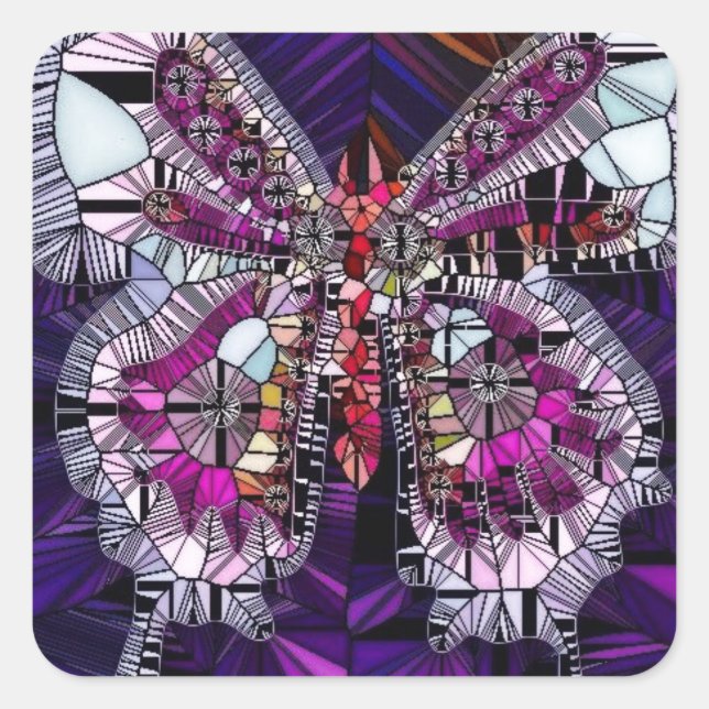 Sticker Carré Effet papillon royal - Sapphire & Amethyst (Devant)
