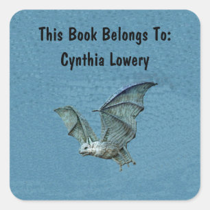 Sticker Carré Éffrayant Bat Bleu Ailes se répandent dans le visa