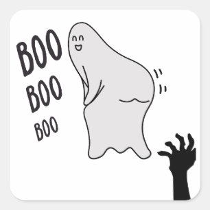 Sticker Carré Éffrayant Boo Ghost Halloween Funny Novelty Shirt