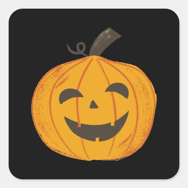 Sticker Carré Éffrayant Citrouille Halloween (Devant)