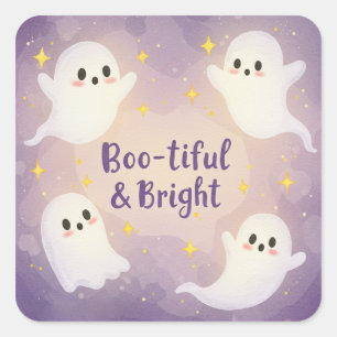 Sticker Carré Éffrayant et étincelant : Salutations d'Halloween
