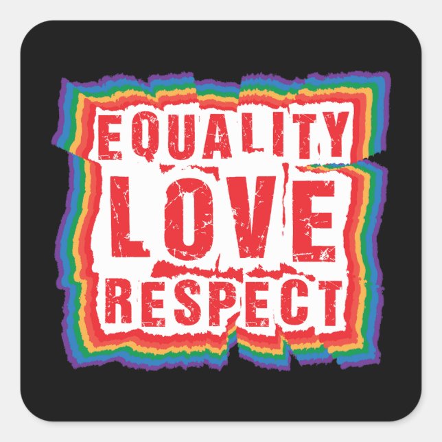 Sticker Carré Égalité Amour et respect Mois de la fierté (Devant)