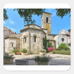 Sticker Carré Église à Manosque en France Carte postale