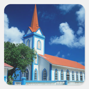 Sticker Carré Église colorée sur l'île de Tahaa dans les