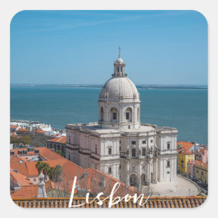 Sticker Carré Eglise de Père Noël Engracia à Lisbonne, Portugal