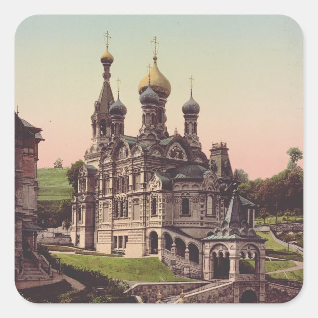 Sticker Carré Église orthodoxe russe à Moscou (Devant)