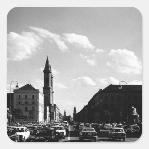 Sticker Carré Église universitaire vintage munich ludwigstraße 1