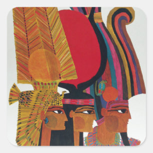 Sticker Carré Egypte Vintage Voyage aérien Culture ancienne Tour