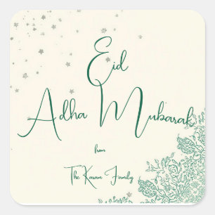 Sticker Carré Eid Al Adha Eid Mubarak personnalisé