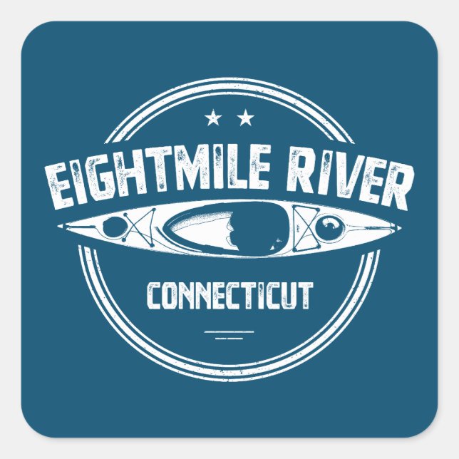 Sticker Carré Eightmile River Connecticut Kayak (Devant)