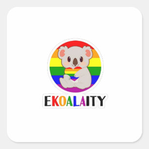 Sticker Carré Ekoalaty Equality Gay Koala Bear Funny LGBT Rainbo
