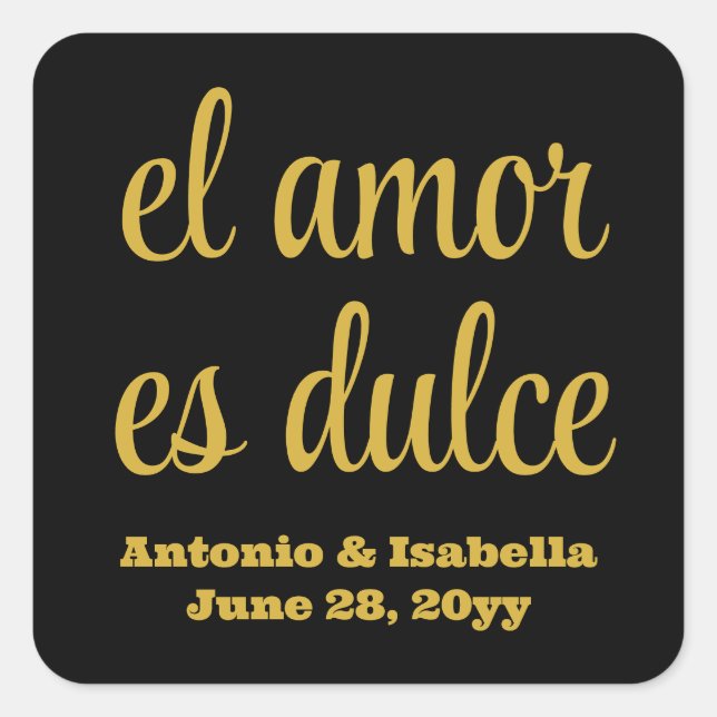 Sticker Carré El amor es dulce mariage accueil pour invités (Devant)