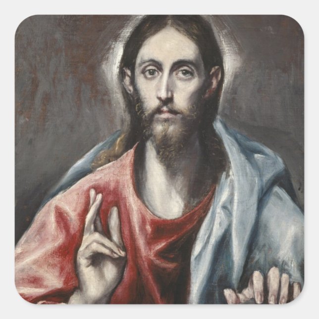 Sticker Carré El Greco - Bénédiction du Christ (Devant)