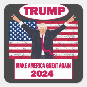 Sticker Carré Élection politique Trump 2024 - Drapeau américain