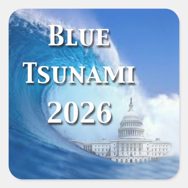 Sticker Carré Élection Tsunami Bleu 2026 (Devant)