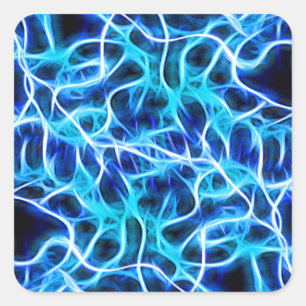 Sticker Carré Electrique Neon Aqua Bleu Turquoise Lightning