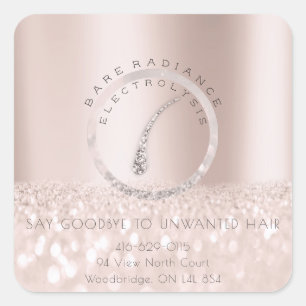 Sticker Carré Électrolyse Élimination des cheveux Adresse Rose G