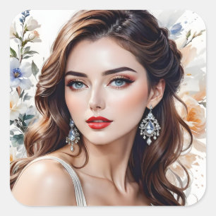 Sticker Carré Élégance, beauté et bonheur sont autant de mots qu