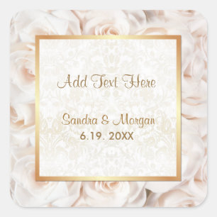 Sticker Carré Élégance Champagne Rose Rose Rose