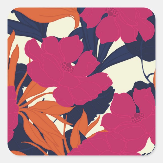 Sticker Carré Élégance florale : motif abstrait (Devant)